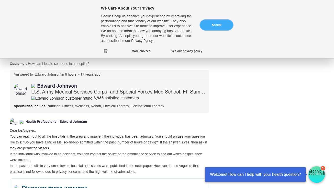 How to find person in hospital