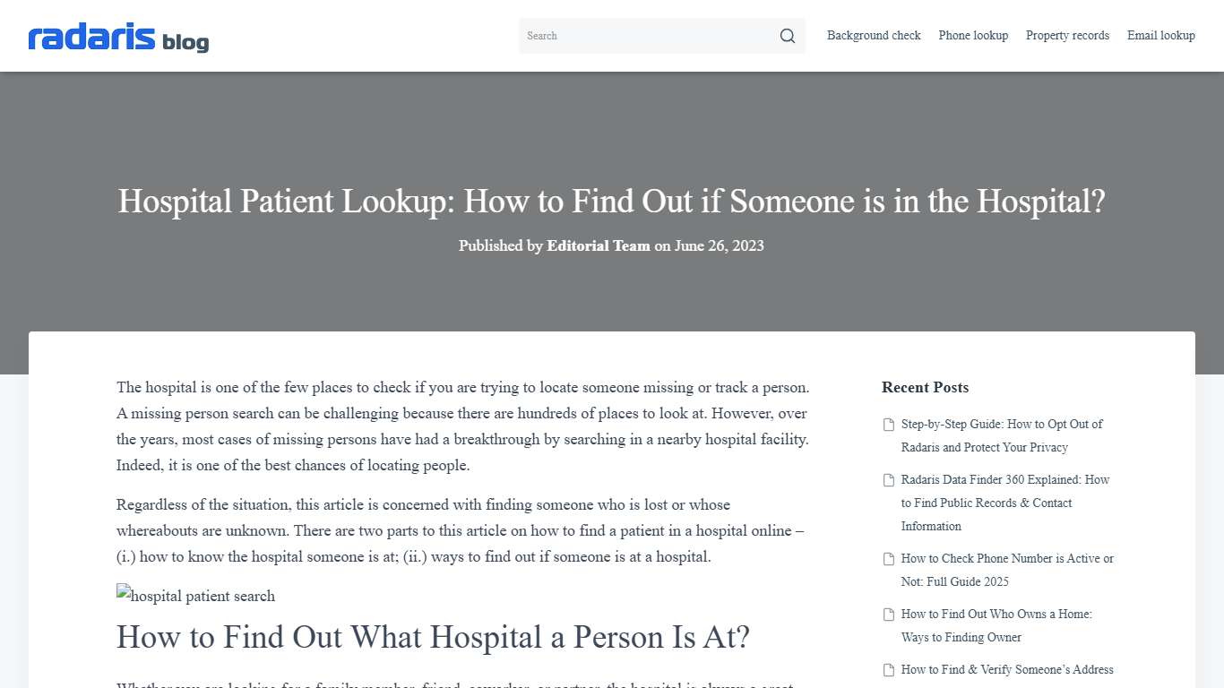 How to Find a Patient in a Hospital Online?